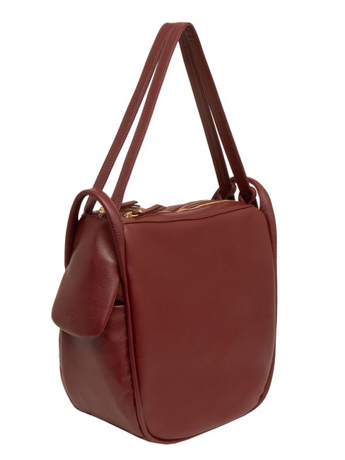 TRIO Nappa leather satchel backpack Bordeaux - Women’s Bags