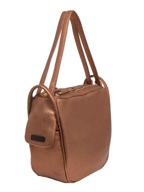 TRIO Metallic leather satchel backpack bronze - Women’s Bags