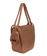 LESAC TRIO Metallic leather satchel backpack bronze - Women’s Bags - 3