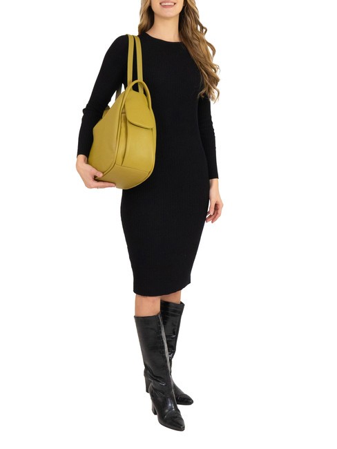 TRIO  Hammered leather satchel backpack mustard - Women’s Bags