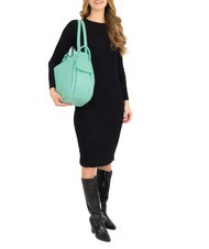 LESAC TRIO  Hammered leather satchel backpack light aqua green - Women’s Bags - 4