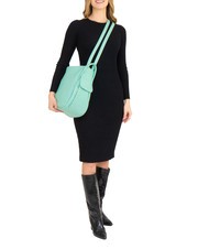 LESAC TRIO  Hammered leather satchel backpack light aqua green - Women’s Bags - 6