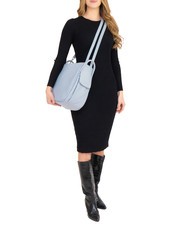 LESAC TRIO  Hammered leather satchel backpack powder blue - Women’s Bags - 7