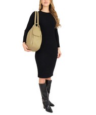 LESAC TRIO  Hammered leather satchel backpack turtledove - Women’s Bags - 4