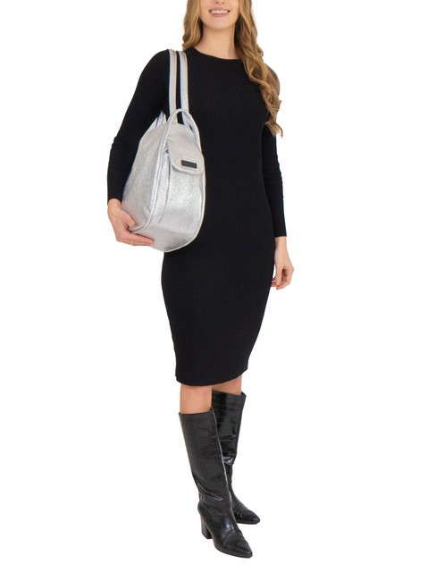 TRIO Metallic leather satchel backpack silver - Women&rsquo;s Bags