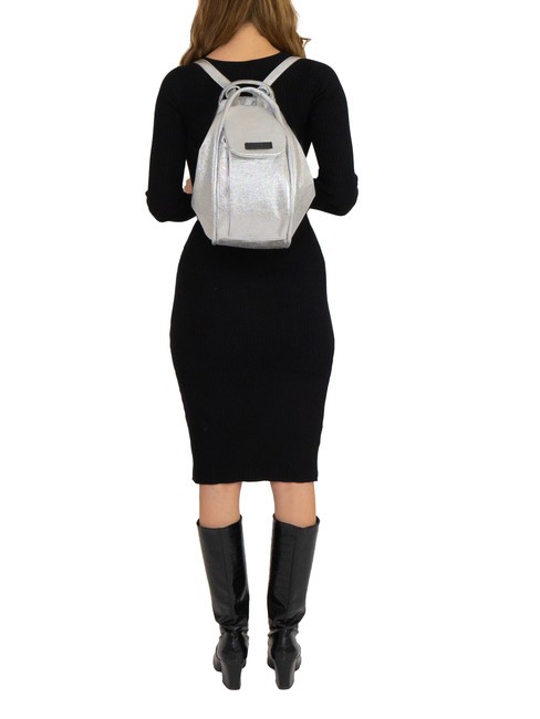 TRIO Metallic leather satchel backpack silver - Women&rsquo;s Bags