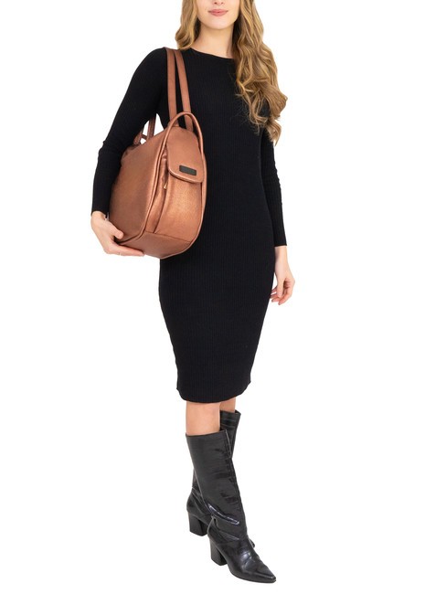 TRIO Metallic leather satchel backpack bronze - Women’s Bags