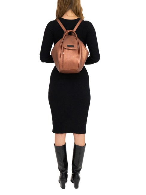 TRIO Metallic leather satchel backpack bronze - Women’s Bags