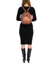 LESAC TRIO Metallic leather satchel backpack bronze - Women’s Bags - 5