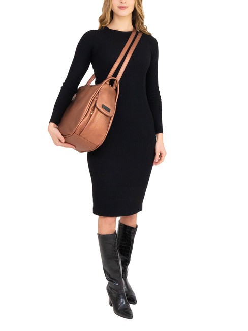 TRIO Metallic leather satchel backpack bronze - Women’s Bags