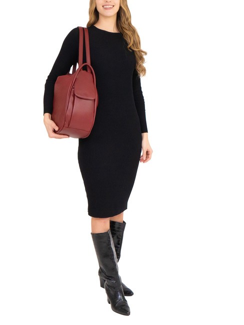 TRIO Nappa leather satchel backpack Bordeaux - Women’s Bags