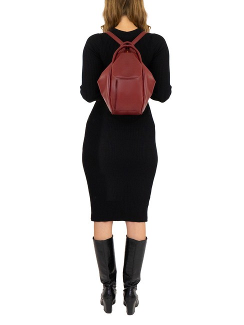 TRIO Nappa leather satchel backpack Bordeaux - Women’s Bags