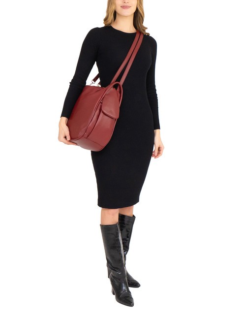 TRIO Nappa leather satchel backpack Bordeaux - Women’s Bags