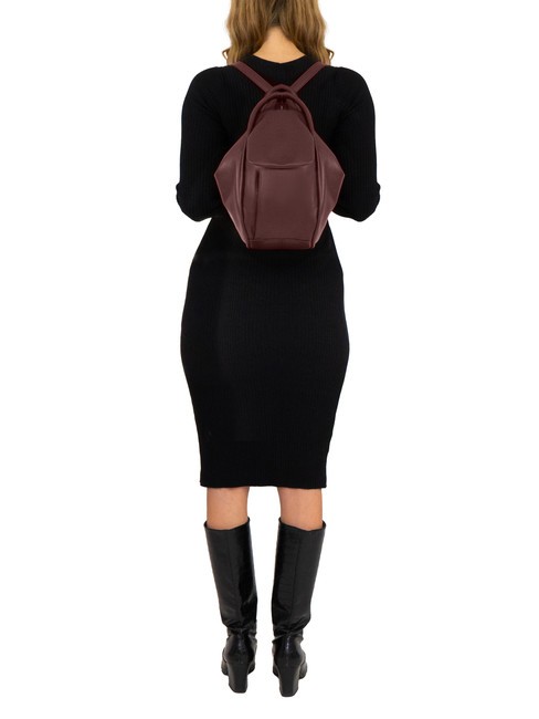 TRIO Nappa leather satchel backpack dark burgundy - Women’s Bags