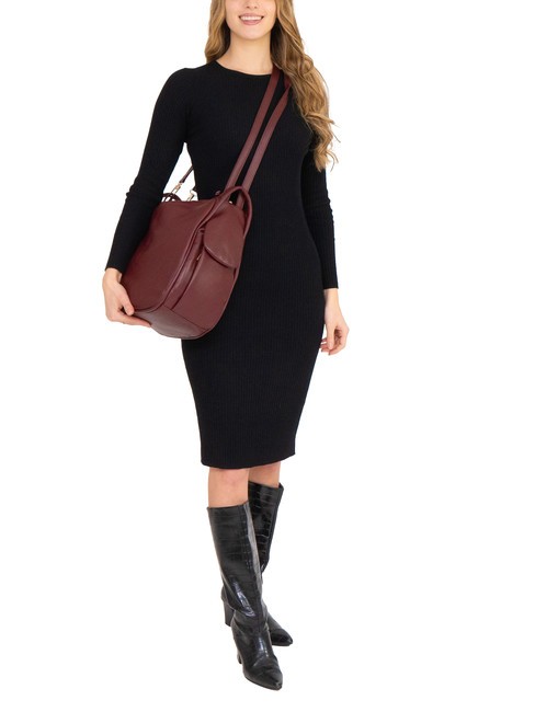 TRIO Nappa leather satchel backpack dark burgundy - Women’s Bags