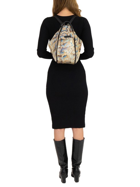 TRIO Python leather satchel backpack gray python - Women’s Bags