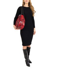 LESAC TRIO Python leather satchel backpack red python - Women’s Bags - 4