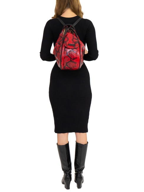 TRIO Python leather satchel backpack red python - Women’s Bags