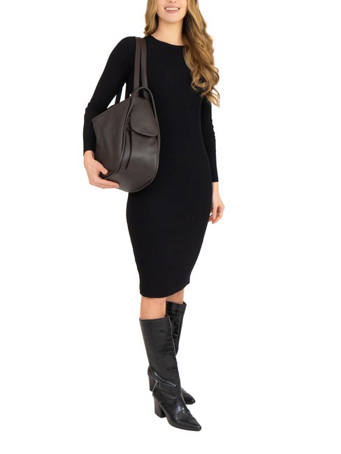 TRIO  Hammered leather satchel backpack coffee25 - Women’s Bags