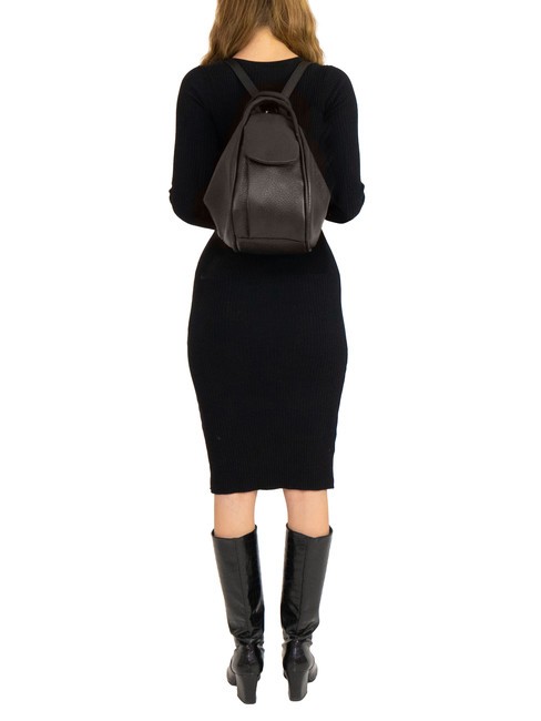 TRIO  Hammered leather satchel backpack coffee25 - Women’s Bags