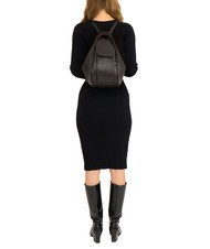 LESAC TRIO  Hammered leather satchel backpack coffee25 - Women’s Bags - 5