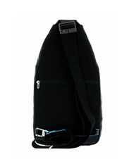 PIQUADRO BLUE SQUARE Leather one-shoulder backpack Black - Over-the-shoulder Bags for Men - 3