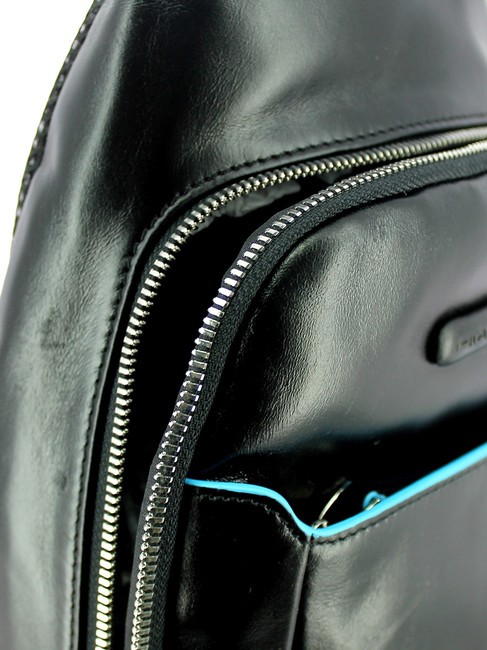 BLUE SQUARE Leather one-shoulder backpack Black - Over-the-shoulder Bags for Men