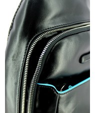 PIQUADRO BLUE SQUARE Leather one-shoulder backpack Black - Over-the-shoulder Bags for Men - 4