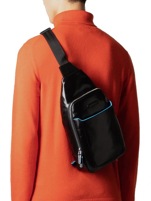 BLUE SQUARE Leather one-shoulder backpack Black - Over-the-shoulder Bags for Men