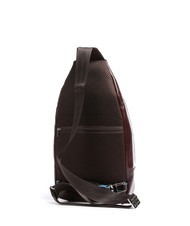 PIQUADRO BLUE SQUARE Leather one-shoulder backpack MAHOGANY - Over-the-shoulder Bags for Men - 2