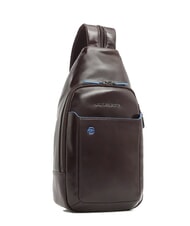 PIQUADRO BLUE SQUARE Leather one-shoulder backpack MAHOGANY - Over-the-shoulder Bags for Men - 2