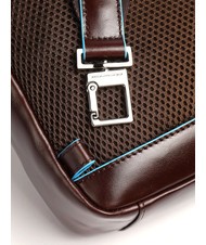 PIQUADRO BLUE SQUARE Leather one-shoulder backpack MAHOGANY - Over-the-shoulder Bags for Men - 3