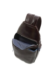 PIQUADRO BLUE SQUARE Leather one-shoulder backpack MAHOGANY - Over-the-shoulder Bags for Men - 5