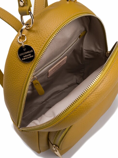 ALPHA Round leather backpack with pocket lemongrass - Women’s Bags