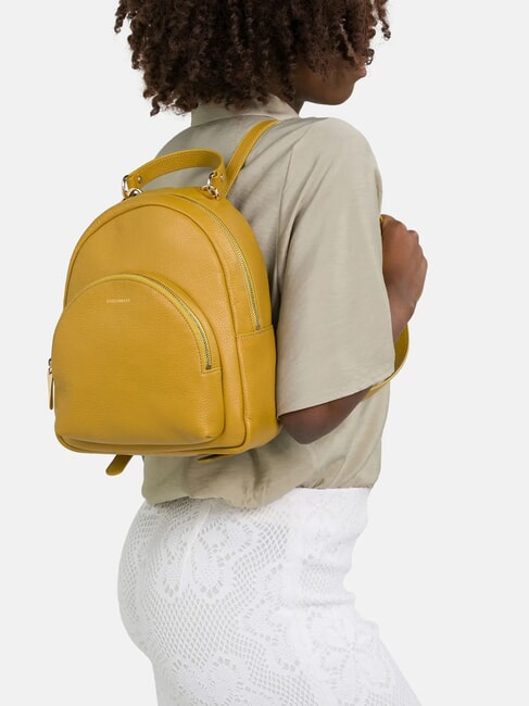 ALPHA Round leather backpack with pocket lemongrass - Women’s Bags