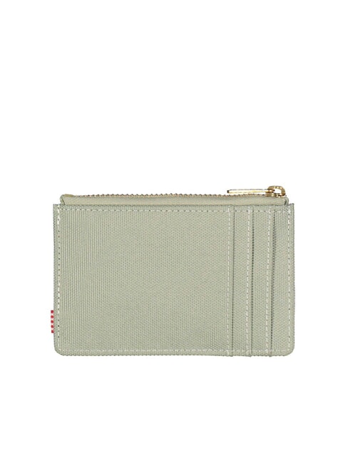 OSCAR Flat card holder with zip seagrass/white stitch - Men&rsquo;s Wallets