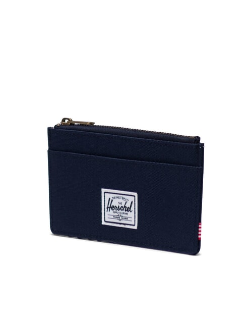 OSCAR Flat card holder with coin purse PEACOAT / TAN - Men’s Wallets