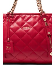 LIUJO KATE Quilted bag with chain handles Pompeian red - Women’s Bags - 4