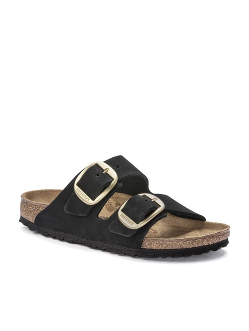 ARIZONA BIG BUCKLE Nubuck leather slipper sandal black - Women&rsquo;s shoes