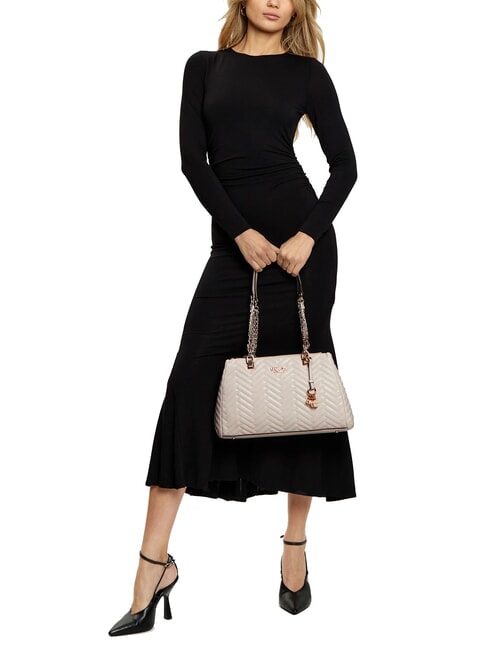 ANNING Quilted bag with chain handles STONE - Women’s Bags