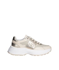 LIUJO EVA 02 Leather and lurex sneakers ivory/light gold - Women’s shoes - 2