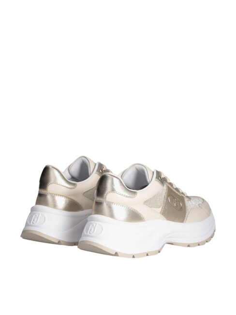 EVA 02 Leather and lurex sneakers ivory/light gold - Women’s shoes