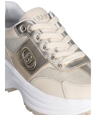 LIUJO EVA 02 Leather and lurex sneakers ivory/light gold - Women’s shoes - 5