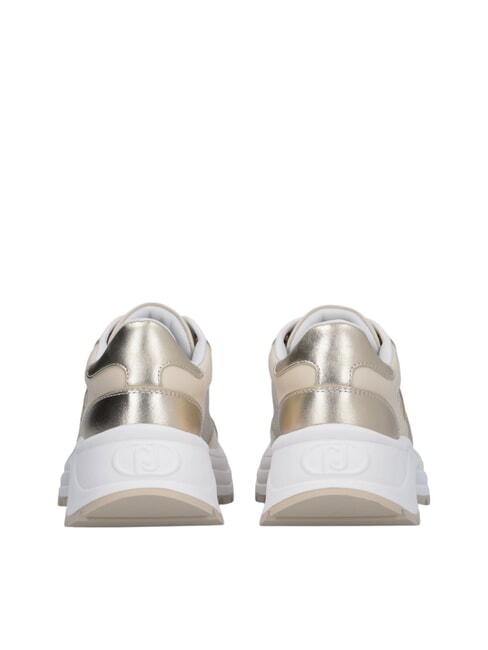 EVA 02 Leather and lurex sneakers ivory/light gold - Women&rsquo;s shoes