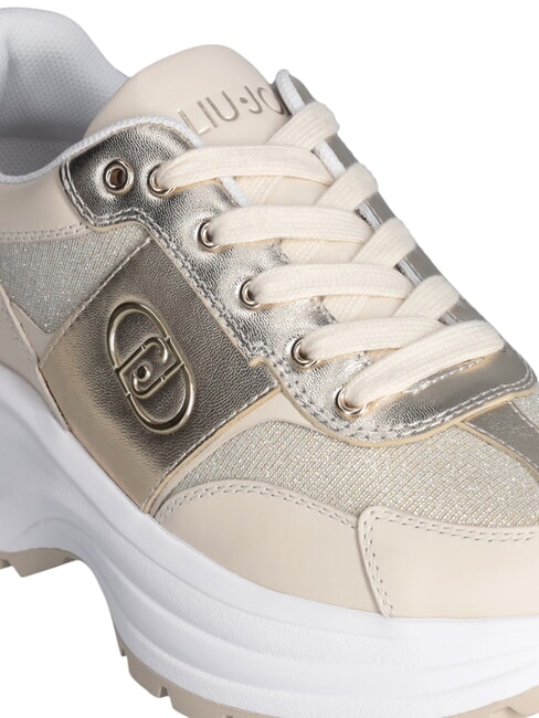 EVA 02 Leather and lurex sneakers ivory/light gold - Women&rsquo;s shoes