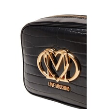 LOVE MOSCHINO CROCO PRINTED Camera case shoulder bag black crocus - Women’s Bags - 3