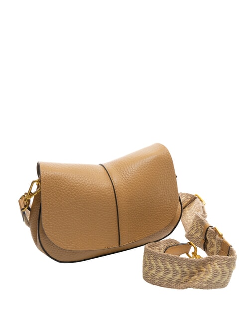 HELENA ROUND Leather bag with double shoulder strap nature - Women’s Bags