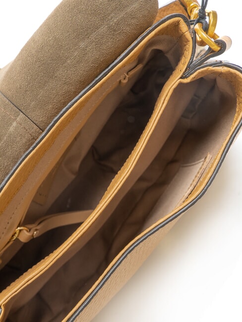 HELENA ROUND Leather bag with double shoulder strap nature - Women’s Bags