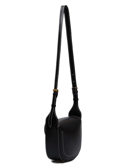 ISA Leather bag with flap, shoulder strap Black - Women’s Bags