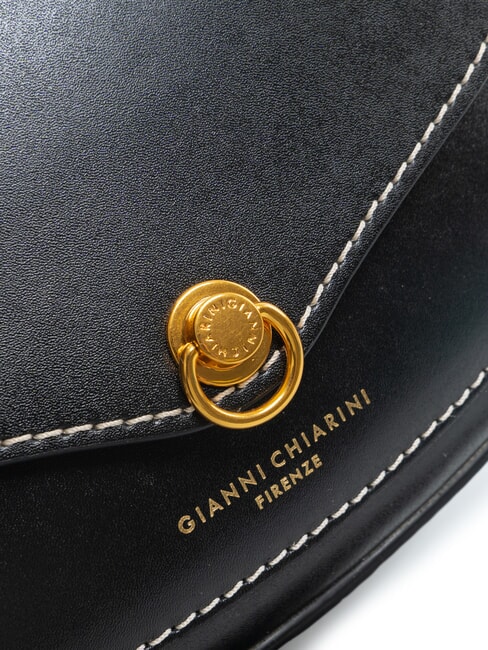 ISA Leather bag with flap, shoulder strap Black - Women’s Bags